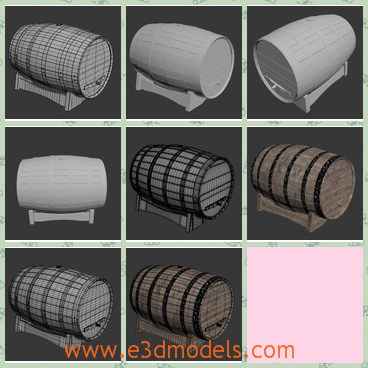 3d model the wine barrel with a cushion - This is a 3d model of the wine barrel with a cushion,which is lying on the floor and the wine of whiskey and beer are storing in it.