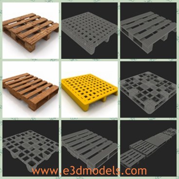 3d model the wooden and plastic skid - This is a 3d model of the wooden and plastic skids,which are created orderly. All parts are separated and pivoted for animation.