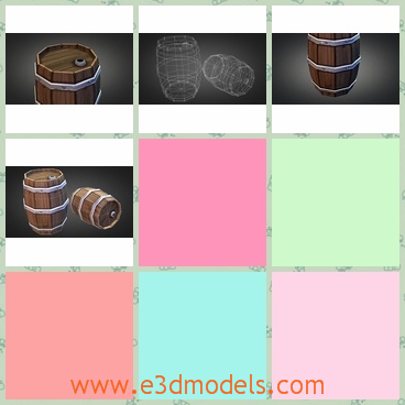 3d model the wooden barrel - This is a 3d model of the wooden barrel,which is also called the cask in China.The barrel is made of toon materials.