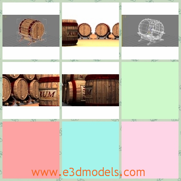 3d model the wooden keg - This is a 3d model of the wooden keg,which is round and built for storing wine.The model can be applied to the barrel or ots elements to change the way it looks.