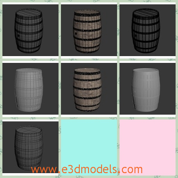 3d model the wooden keg - This is a 3d model of the wooden kegs,which are also called the barrels.The barrels are made in fine textures and high quality.