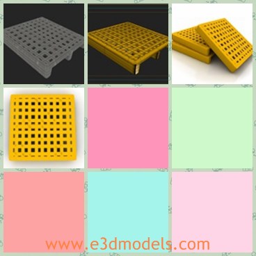 3d model the yellow pallet - This is a 3d model of the yellow pallet,which is plastic and light to carry.There are many hollows on the pallets.