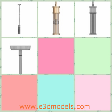 3d model of Allen mini pendant - This 3d model is about a queer thing which looks like a pump. It has a big half transperant tube and a small handle with which we can pull or push.