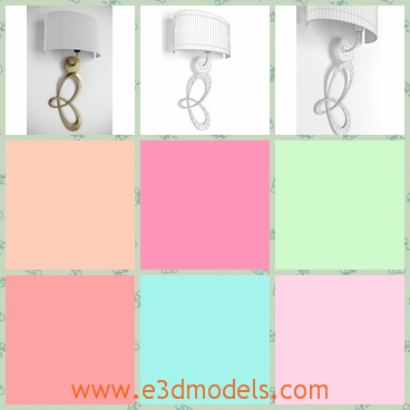 3d model of Deco wall lamp - This is a 3d model of wall lamp which has a big white shade and stylish yellow metal frame. This lamp is very modern and pretty.