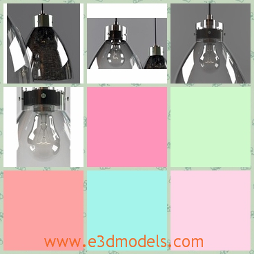 3d model of industrial pendant glass lamps - This 3d model is about industrial pendant glass lamps. Striking as a single hanging lamp and even more luminous clustered in multiples, our popular industrial pendant glass lamp gets a glamorous new look in glass.