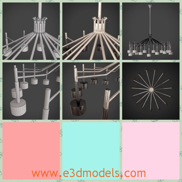 3d model suspension lamp - This is a 3d model about the ELLA SUSPENSION lamp hangling on the wall.It composes of a main stick on the top and several lamps below,forming a round.