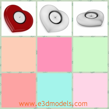 3d model the candelstick in heart shapes - This is a 3d model of the heart shaped candelstick,which is red and large.The white one is less outstanding than the red one.