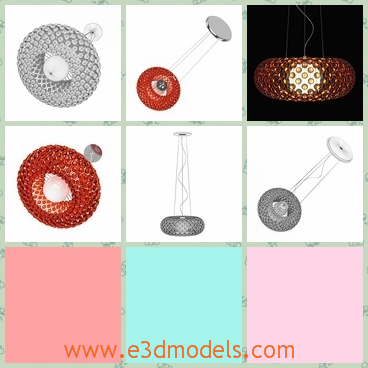 3d model the ceiling lamp in red - This is a 3d model of the ceiling lamp in red,which is hanging in the room and the model can be used as the common pendant nowadays.