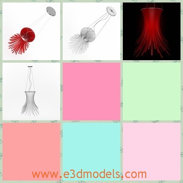 3d model the ceiling lamp in red - This is a 3d model of the ceiling lamp in red,which is special with the embroidery and the shape is attractive.