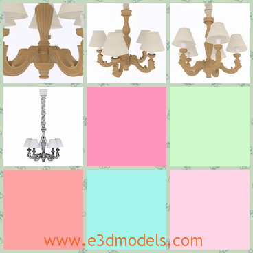 3d model the chandelier in the living room - This is a 3d model of the chandelier,which is fixed by a main stick and the lamps are sitted around the main stick.