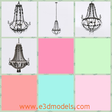 3d model the chandeliter lamp - This is a 3d model of the chandelier lamp,which is a crystal one in reality.The model is made with ornaments.