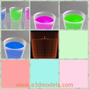3d model the colorful candles - This is a 3d model of the colorful candles,which is charming and great.The dandles are placing in the transparent glass .