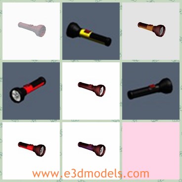 3d model the flashlight - This is a 3d model of the flashlight without batteries,which is the common tool in our home.The flashlight is made with a red handle.