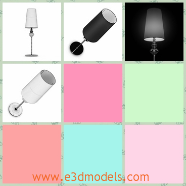3d model the lamp in black - This is a 3d model of the lamp in black,which is big and heavy.The stick of the lamp is equiped with a small ornament.
