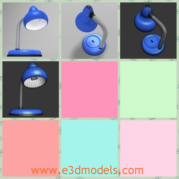 3d model the lamp in blue - This is a 3d model fo the desk lamp in blue,which is small and cute to put on the desk.The model can be used in any of your projects.