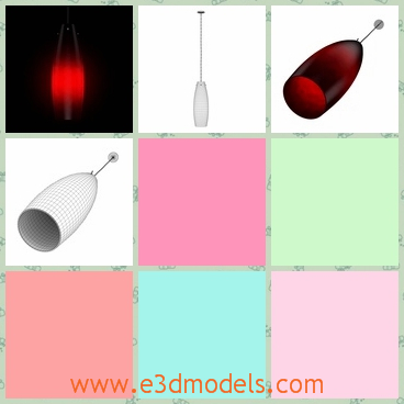 3d model the lamp in dark red - This is a 3d model of the lamp in dark red,which is special and charming.The shape is made with special materials.
