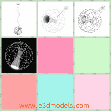 3d model the lamp in modern - This is a 3d model of the lamp in modern style,which is covered with the round steel materials.