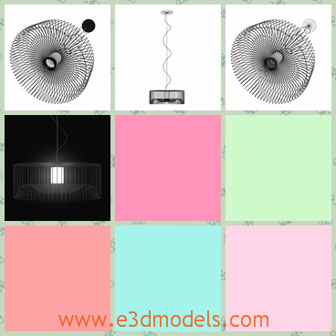 3d model the lamp in modern style - This is a 3d model of the lamp in modern style,which is hanging in the middle of the roof.