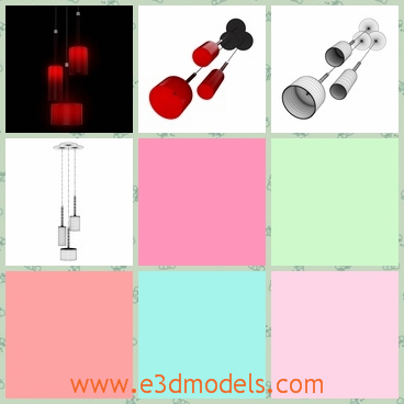 3d model the lamp in red - This is a 3d model of the lamp in modern style,which is red and gathered together in the room.