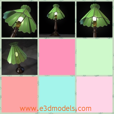3d model the lamp in the umbrella shape - This is a 3d model of the lamp in the umbrella shape,which is green and pretty.The lamp is cute and pretty.