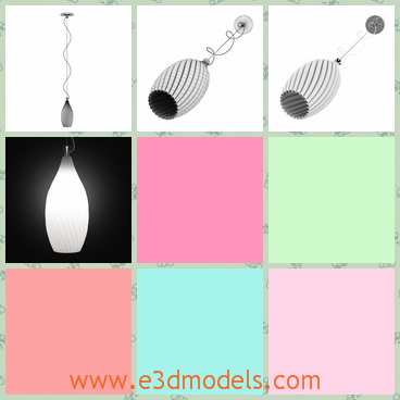 3d model the lamp in white - This is a 3d model of the lamp in white,which is the pendant in the house.The lmap is covered and when is on,the whole body of the lamp is so charming.