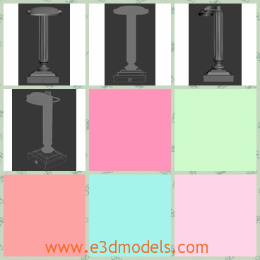 3d model the lamp on the atble - This is a 3d model of the table lamp,which is a work lamp positioned on a table or on a bedside table. It also has the button for ignition the lamp does not turn on because really no animation.