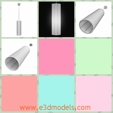 3d model the lamp with a big cover - This is a 3d model of the lamp with a big cover,which is linked by the stick of the wall.The shape is special and the lamp is made with high quality.