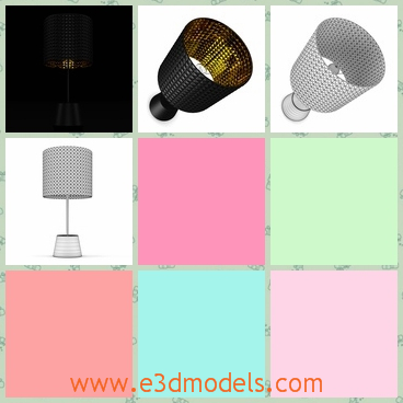 3d model the lamp with a hollow cover - This is a 3d model of the lamp with a hollow cover,which is attractive and the light can reflect from the holes of the hollow cover.