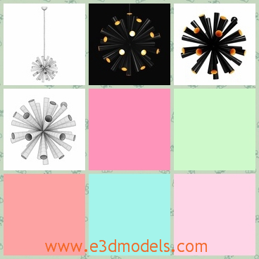 3d model the lamp with modern ornaments - This is a 3d model of the lamp with modern ornaments,which are black and pretty in the room.The model is dotted with orange.