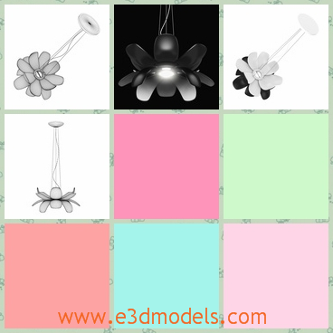 3d model the lamp with petals - This is a 3d model of the lamp in white,which looks like the flower.The model looks like the blooming flower.