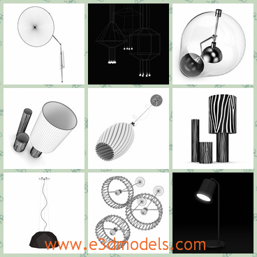 3d model the lamps in different shapes - This is a 3d model of the lamps in different shapes,which are modern and special.The models are made in modern.