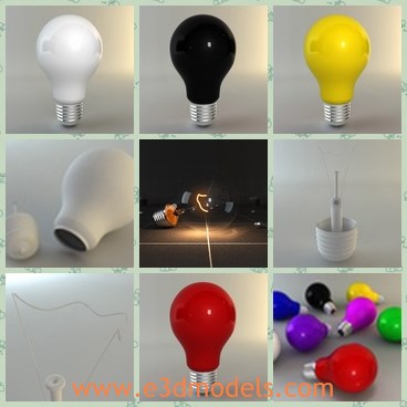 3d model the light bulb - This is a 3d model of the light bulb,which is clear and light.The bulb is recommended to have V-ray plug-in in order to see materials properly but not necessary, model can still work without it and can be used without any problems.