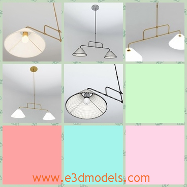 3d model the lights on the ceiling - This is a 3d model of the lights on the ceiling,which are linked together by a steel stick.The model is modern and charming.