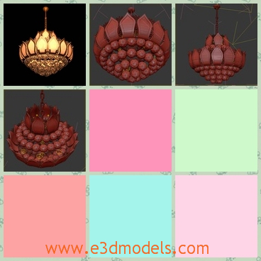 3d model the pendant light - This is a 3d model of the pendant,which is a high quality pendant lamp,its shape is like water lily.In Buddhism story water lily is very sacred and holy.
