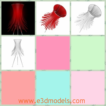 3d model the standing lamp in red - This is a 3d model of the standing lamp in red,which is special and modern.The shape is hold three thin legs.