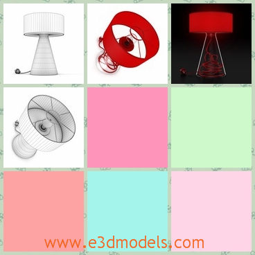 3d model the table lamp in red - This is a 3d model of the table lamp in red,which is special and outstanding.The model is placed on the desk and the made with high quality.