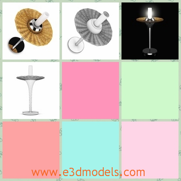 3d model the table lamp with a desktop in the midd - This is a 3d model of the lamp with a desktop in the middle,which is special and made with wicker materials.