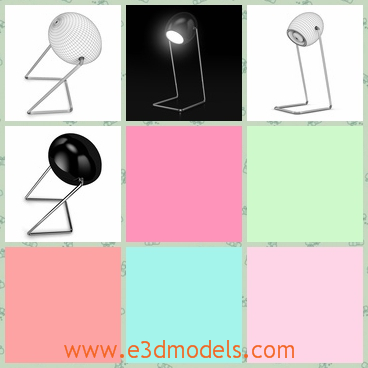 3d model the table lamp with the crooked leg - This is a 3d model of the table lamp with the crooked leg,which is special and the head of the lamp is movable.