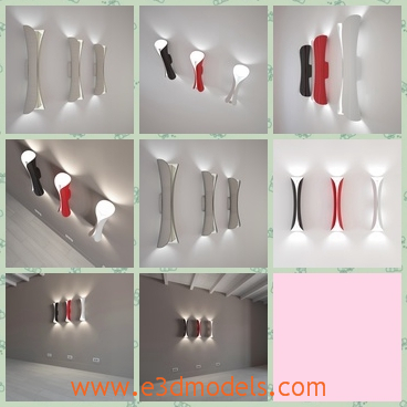 3d model the wall with lamps - This is a 3d model about the wall with lamps on it,which is special and modern.The model is made in high quality and it is the model fo the Italian factory.