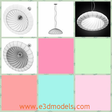 3d model the white ceiling lamp - This is a 3d model of the white ceiling lamp,which is round and hanging in the middle of the room.