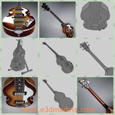 3d model the brown guitar - This is a 3d model of the brown guitar,which is smooth and not heavy to carry.The guitar is made with strong strings.