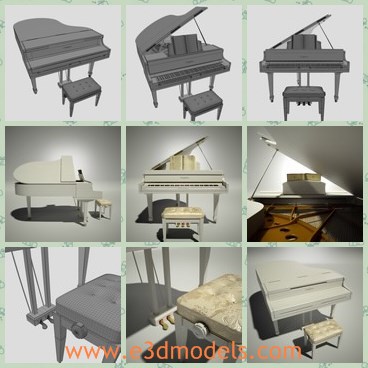 3d model the grand piano - This is a 3d model of the grand piano,which is the expensive and glorious musical instrument.The piano is large and modern.
