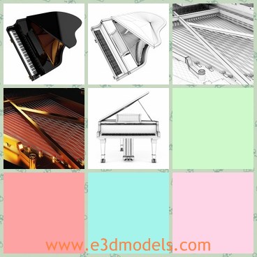 3d model the Grand piano - This is a 3d model of the grand piano,which is black and made with a bench.The piano is the most modern and glorious one in recent years.