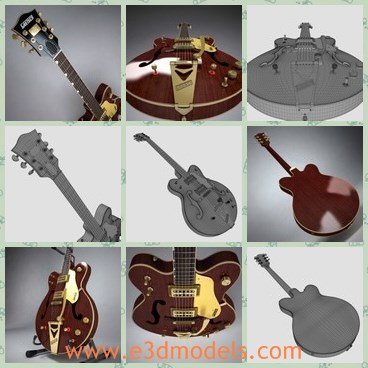 3d model the guitar - This is a 3d model of the guitar,which is made of high quality and in good materials.The musical instrument is common in the world.