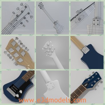 3d model the guitar - THis is a 3d model of the blue guitar,which is short and created with high quality.The guitar consists of six threads.