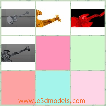 3d model the guitar - This is a 3dmodel of the musical instrument--guitar,which is broken and shattered.The broken guitar can not be used again unless you change the strings.