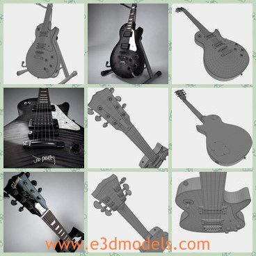 3d model the guitar in good quality - This is a 3d model of the guitar in good quality,which is black and made with strong strings.