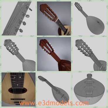3d model the mandolin - This is a 3d model of the mandolin,which is a kind of musical instrument.The strings on the mandolin is thin and made in good quality.