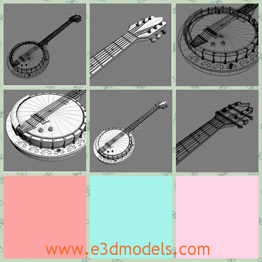 3d model the musical instrument - THis is a 3d model of a musical instrument,which is called Banjo.The model is the realistic thing in our life.