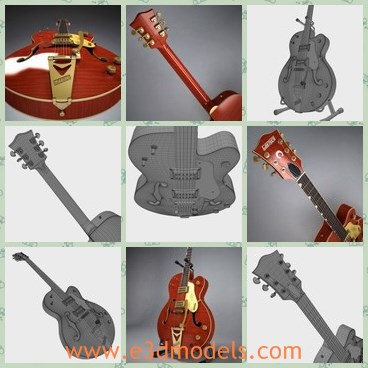 3d model the painted guitar - This is a 3d model of the painted guitar,which is not heavy and easy to carry.The guitar is textured and detailed.